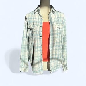 George Blue and White  Plaid Shirt